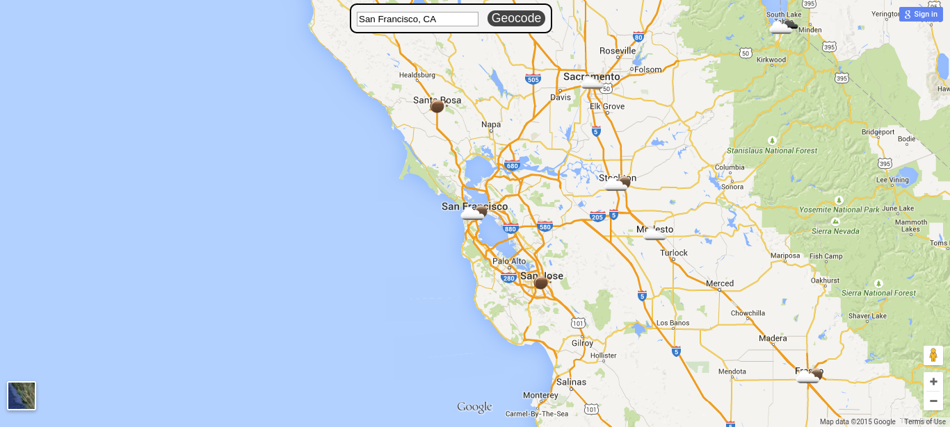 Screenshot of google
          map with weather icons