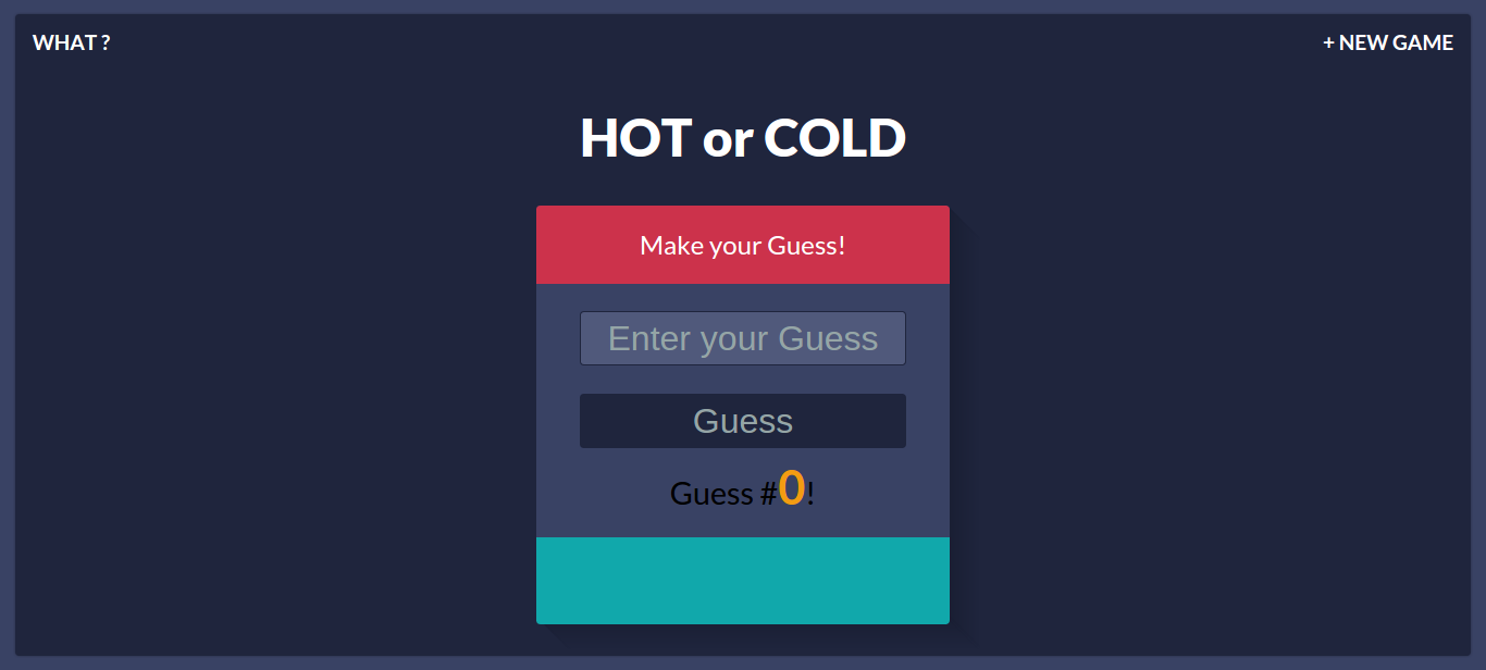 Screenshot of hot or cold
          guessing game
