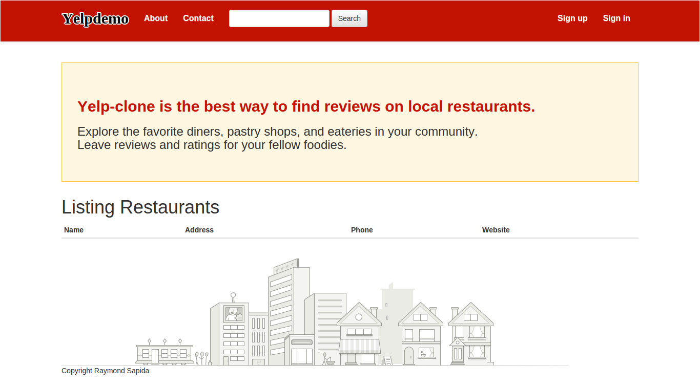 Screenshot of yelp-clone