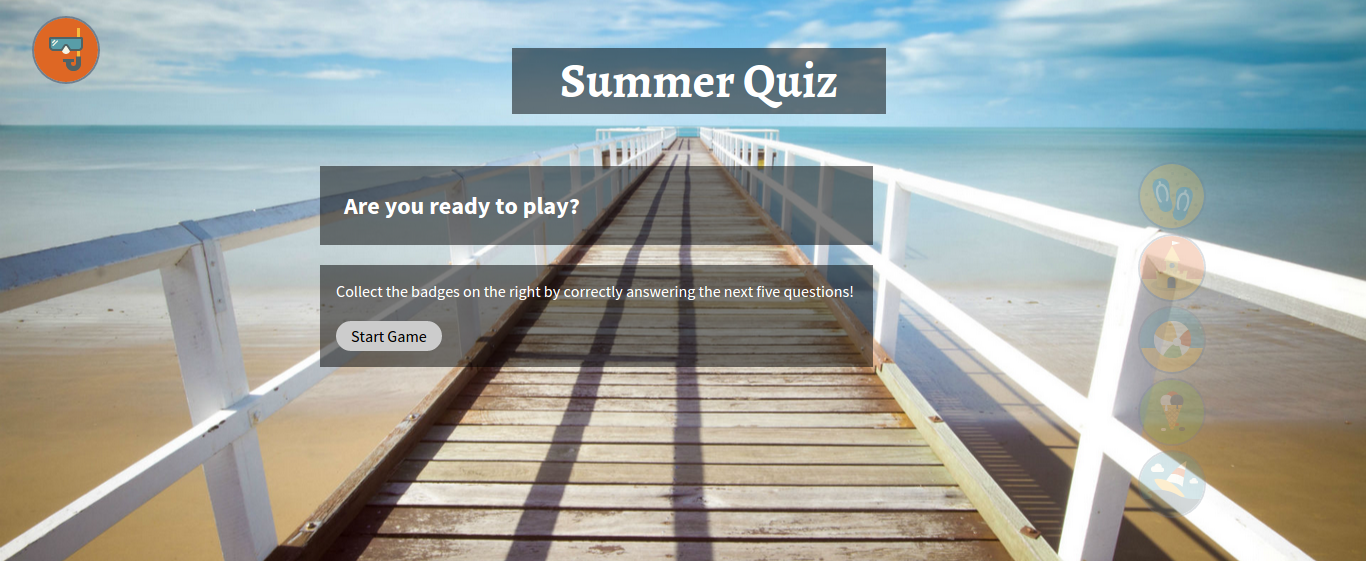 Screenshot of summer quiz
          multiple choice game